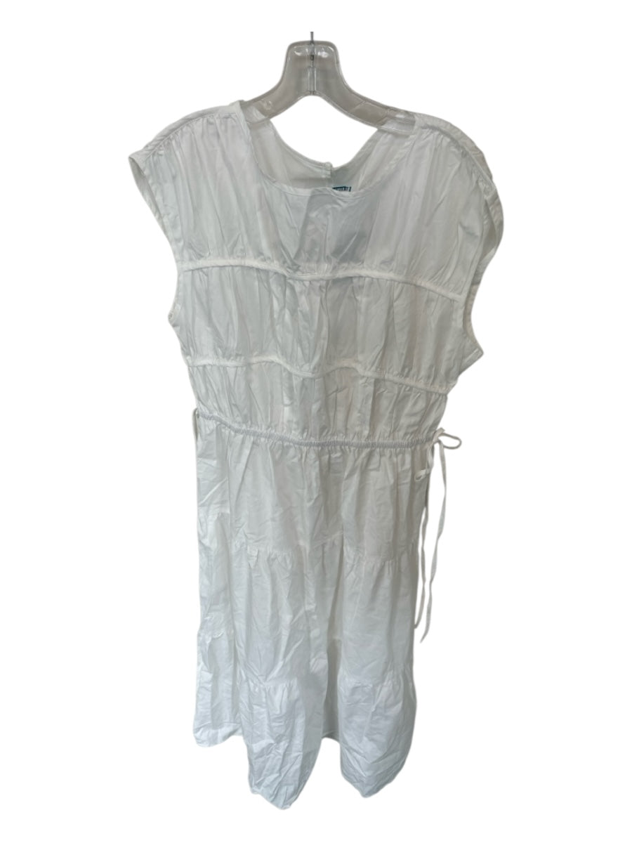 Size Est L White Cotton Sleeveless Side Ties Maxi Dress