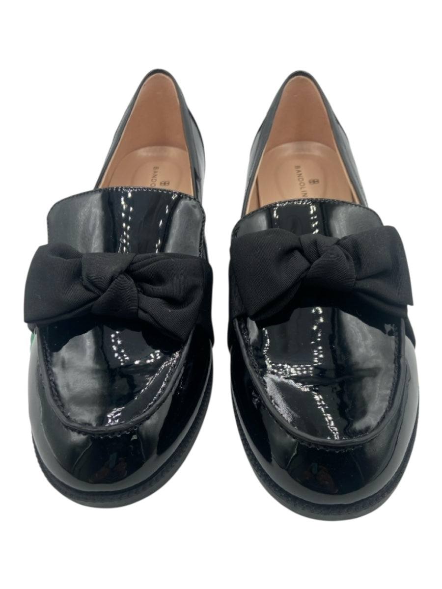 Bandolino Shoe Size 11 Black Vegan Leather Patent Bow Detail Loafers