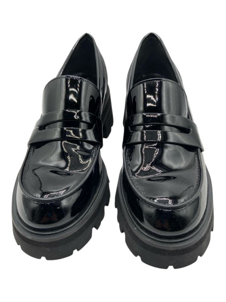 Marc Fisher Shoe Size 7 Black Patent Leather Lug sole Platform Loafers