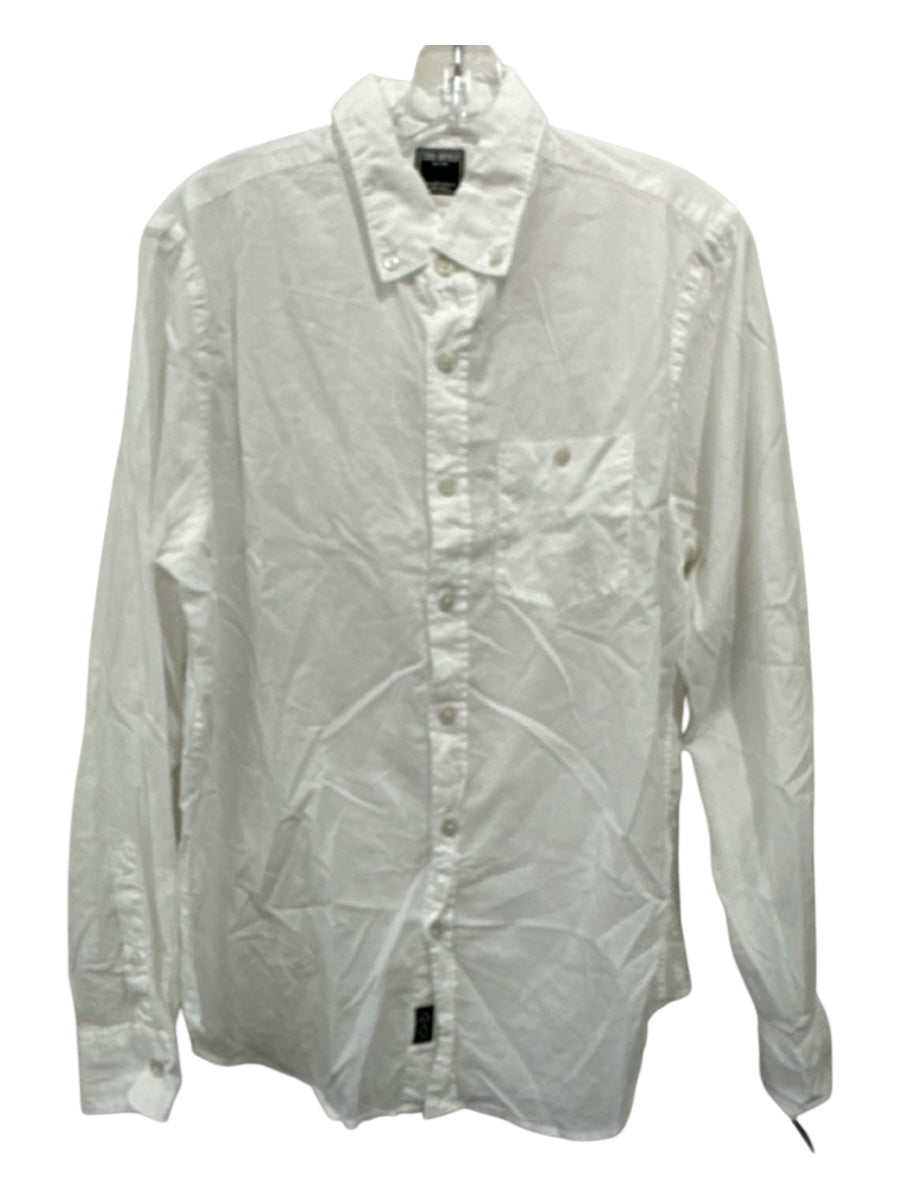 Todd Snyder Size M White Cotton Blend Solid Button Up Men's Long Sleeve Shirt