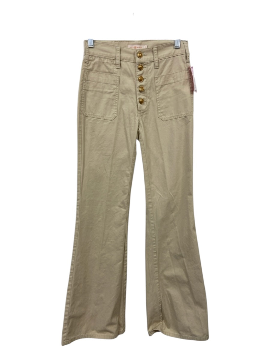 Tory Burch Size 26 Khaki Cotton Button Fly Bootcut Front and Back Pockets Pants