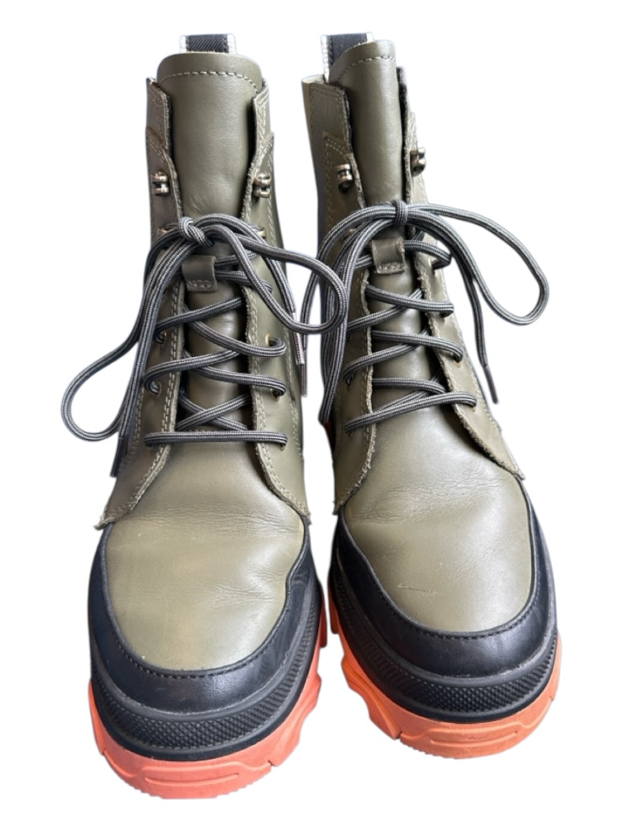 FP Movement Shoe Size 6.5 Olive green & Pink Leather High Top lace up Boots