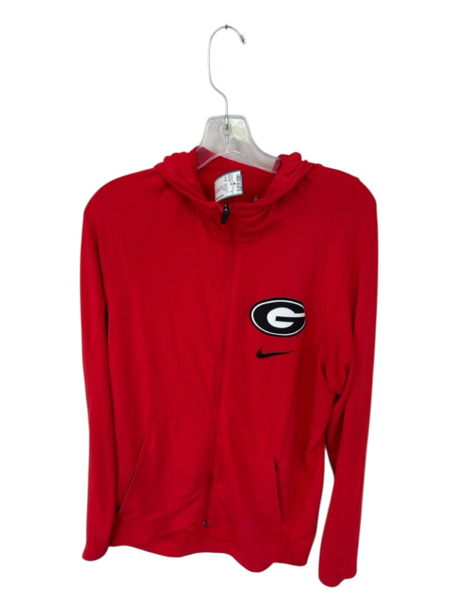 Nike Size S Red & Black Polyester Blend UGA Hood Full Zip Men's Jacket