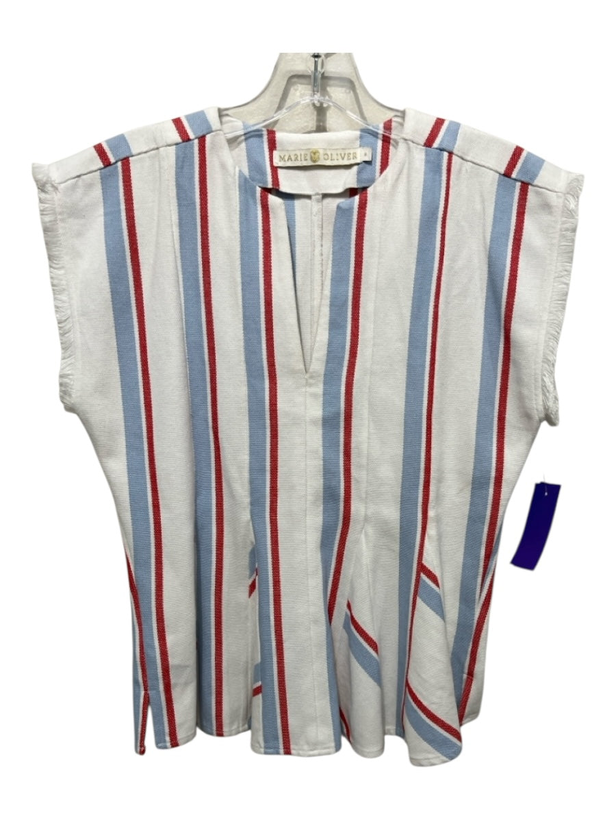 Marie Oliver Size Small Red, Blue & White No Fabric Tag Sleeveless V Neck Top