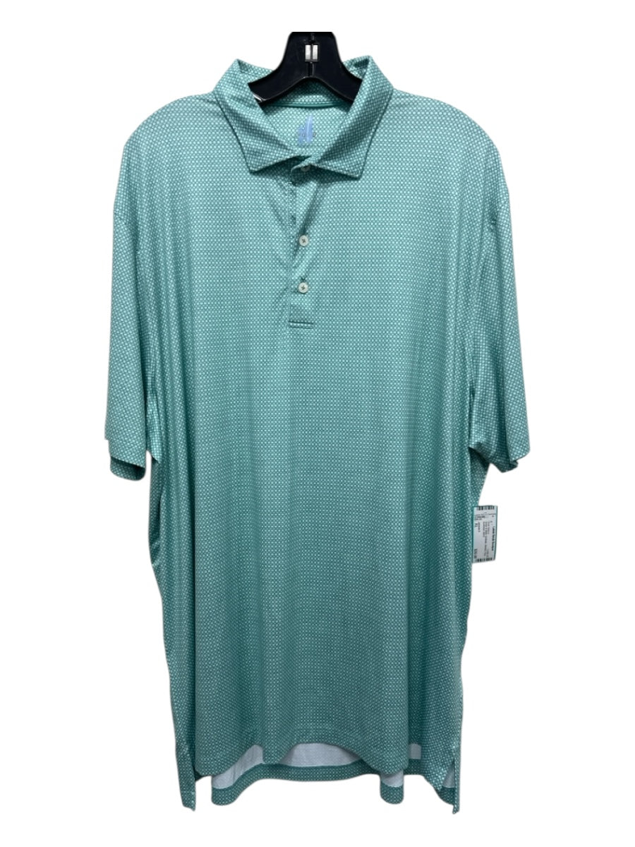 Johnnie O Size XL Green & White Synthetic Abstract Polo Men's Short Sleeve