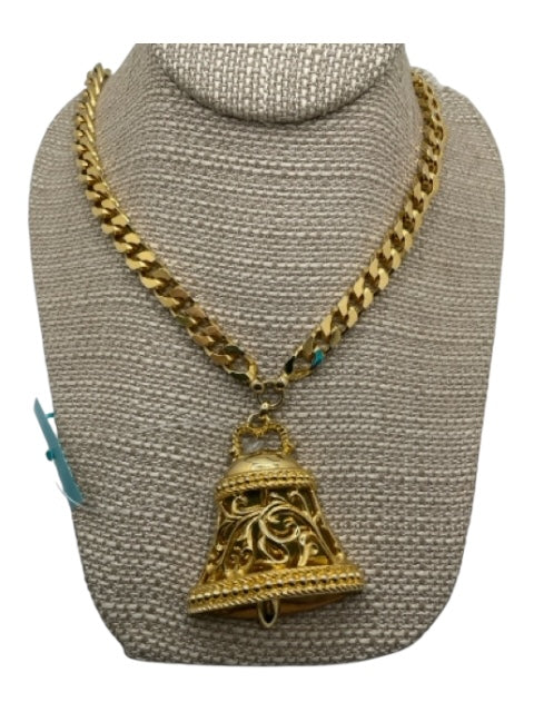Nettie Rosenstein Gold Tone Metal Bell Flat Curb Link Hook Necklace