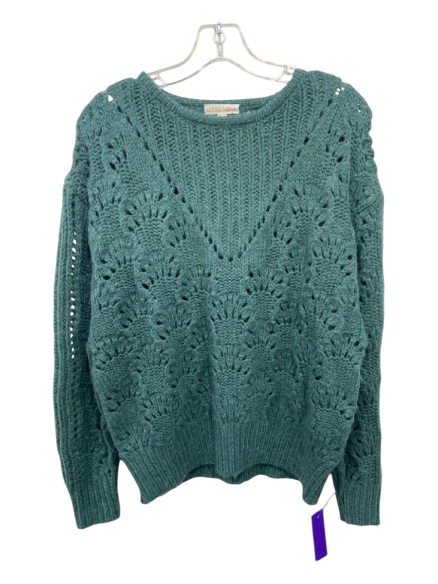 Louise Misha Size XS Teal Wool Blend Open Knit Long Sleeve Sweater
