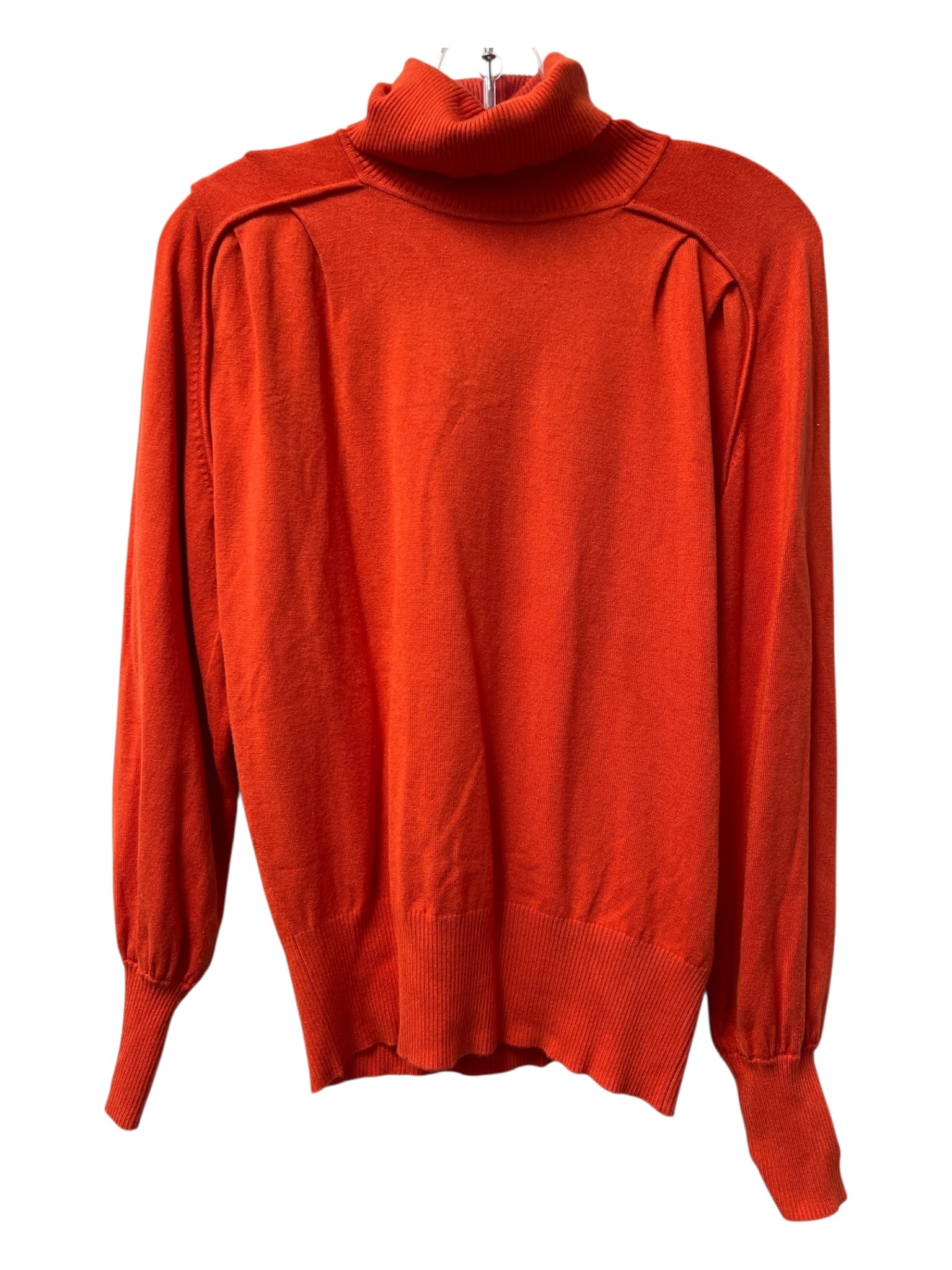 Esqualo Size S Orange Viscose & Nylon Long Sleeve Stitch Detail Turtle Neck Top