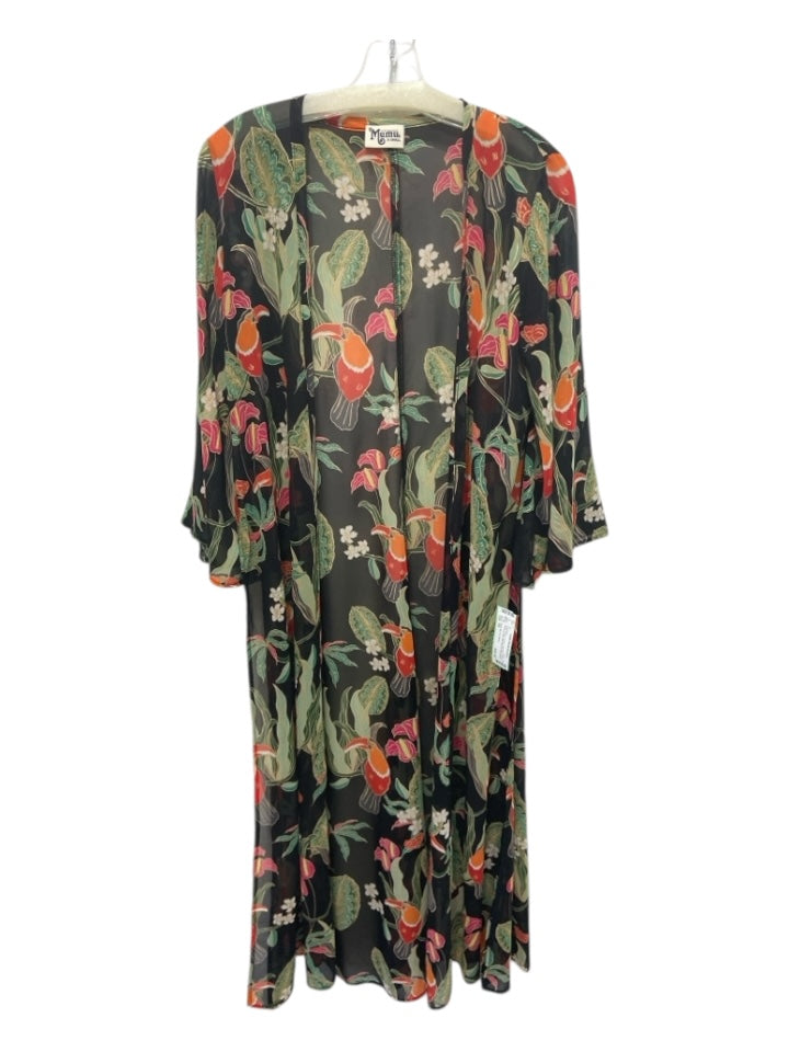 Show Me Your Mumu Size XS Black, Green, Orange Polyester Sheer Toucans Cardigan