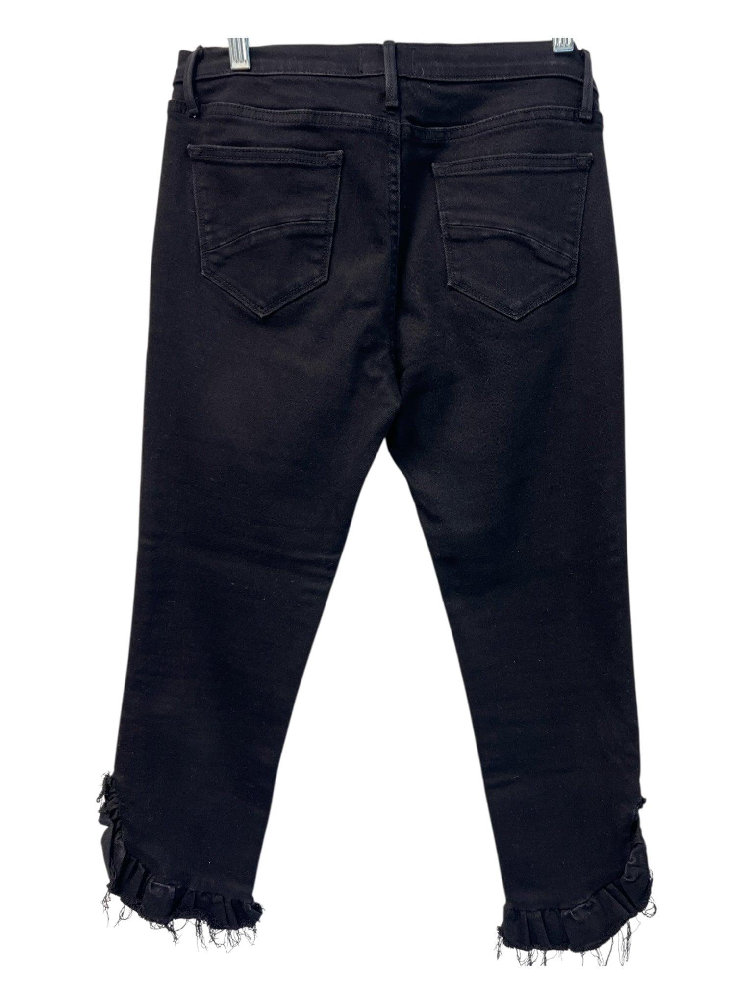 Driftwood Size 28 Black Cotton Blend Denim zipper & button front Raw Edge Jeans