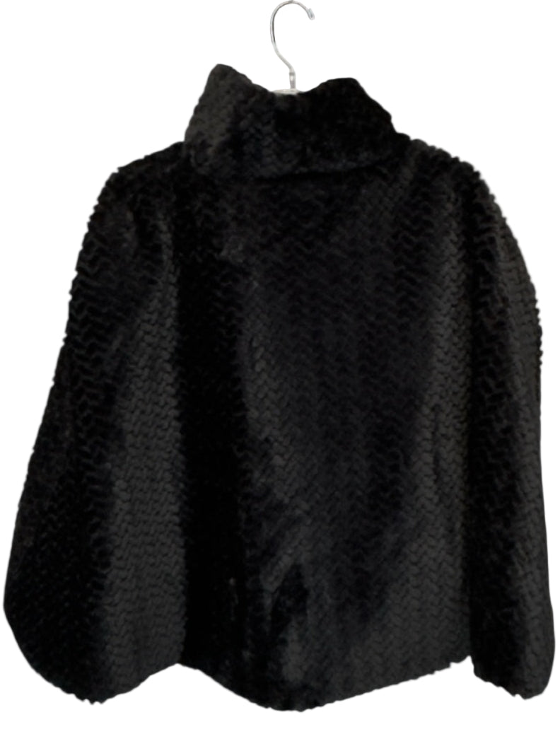 Coco + Carmen Size One Size Black Polyester Fuzzy Turtle Neck Cape Jacket