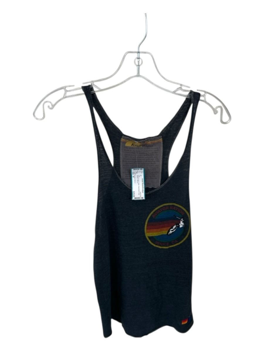 Aviator Nation Size M Gray & multi Cotton Racerback Logo Athletic Top