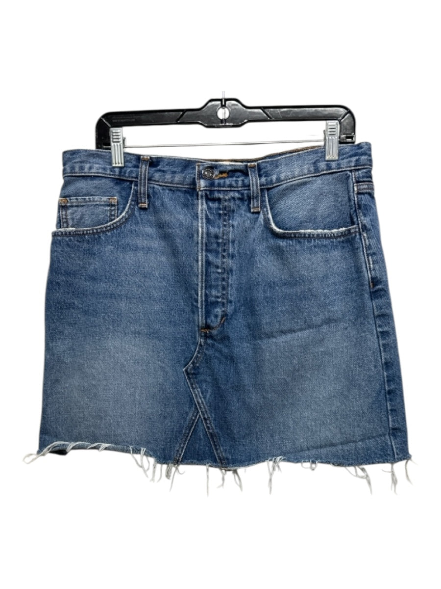 Favorite Daughter Size 31 Medium Wash Cotton Denim Button Fly Mini Cut Off Skirt