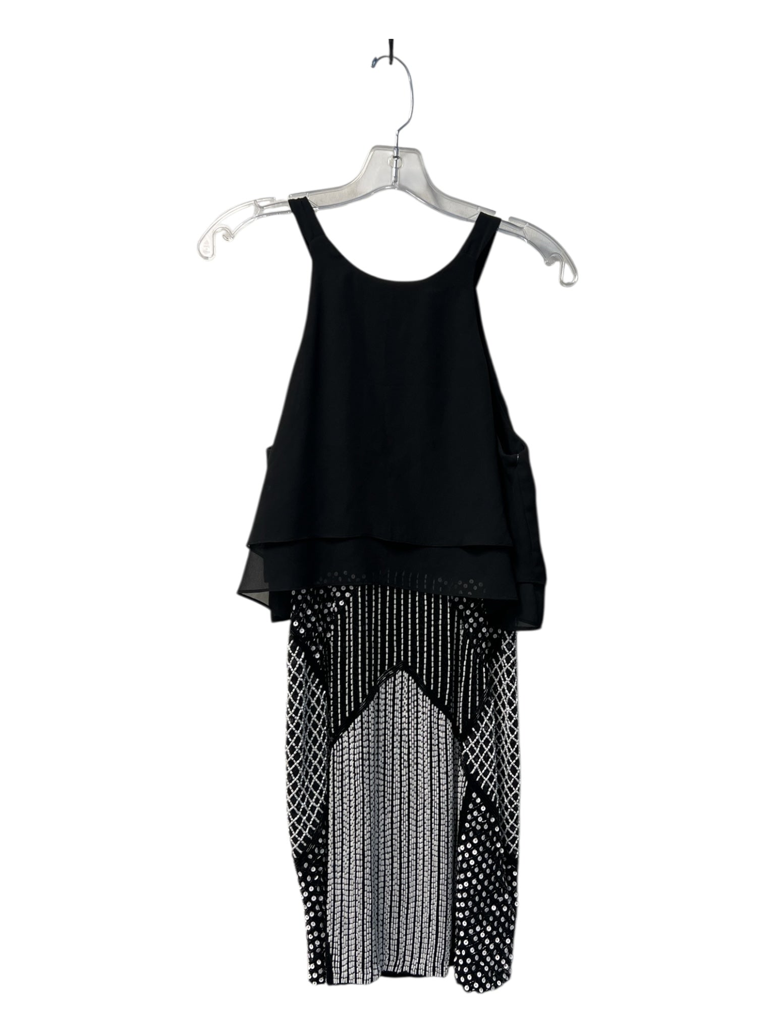 Parker Size Medium Black & Silver Polyester Beads & Sequins Sleeveless Dress
