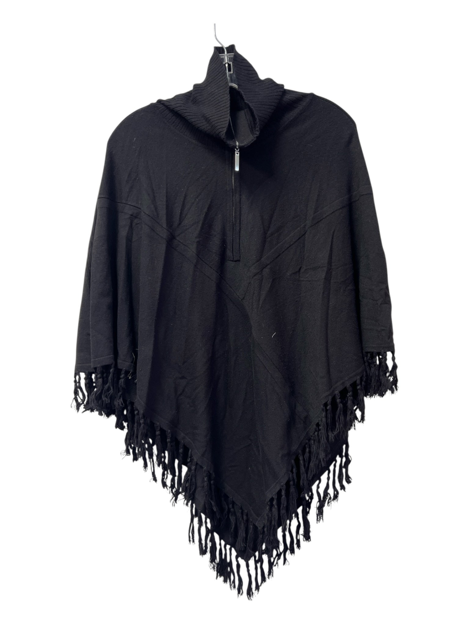 Central Park West Size Love & Lemons Black Rayon Blend Turtle Neck Half Zip Top