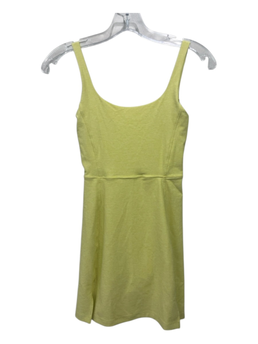 Outdoor Voices Size XS Yellow Nylon Heathered Paneled Shorts Side Slit Dress