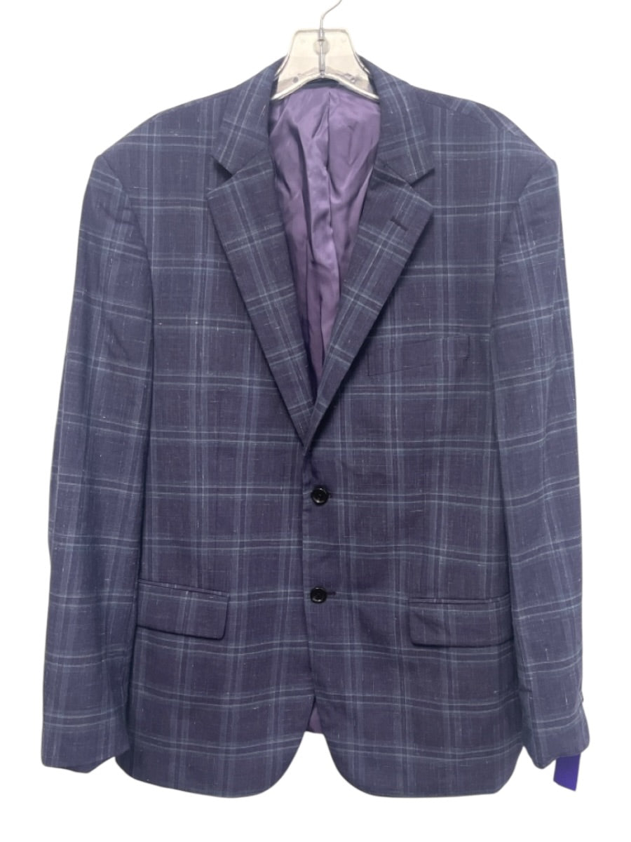 Tom James Purple & Blue Print Wool Plaid 2 Button Men's Blazer color:Purple & Blue Print