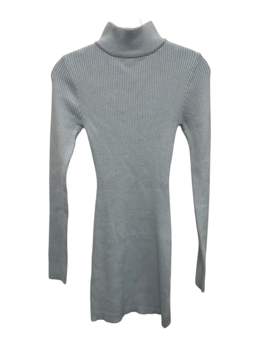 Frankies Bikinis Size S Light Blue Acrylic & Polyester Mock Neck Rib Knit Dress See By Chloe Item Number: 2930-868 size:Est S Item Number 8614 830 closet_28021 50784-262