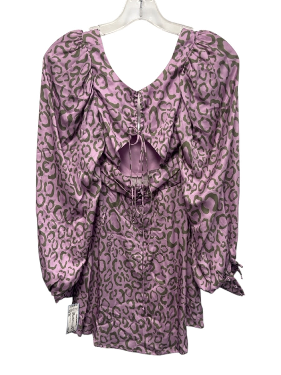 For Love & Lemons Size XS Purple & Green Ecovero & Viscose Animal Print Dress 90 ML Attribute = Stars 52853-90 main image 0