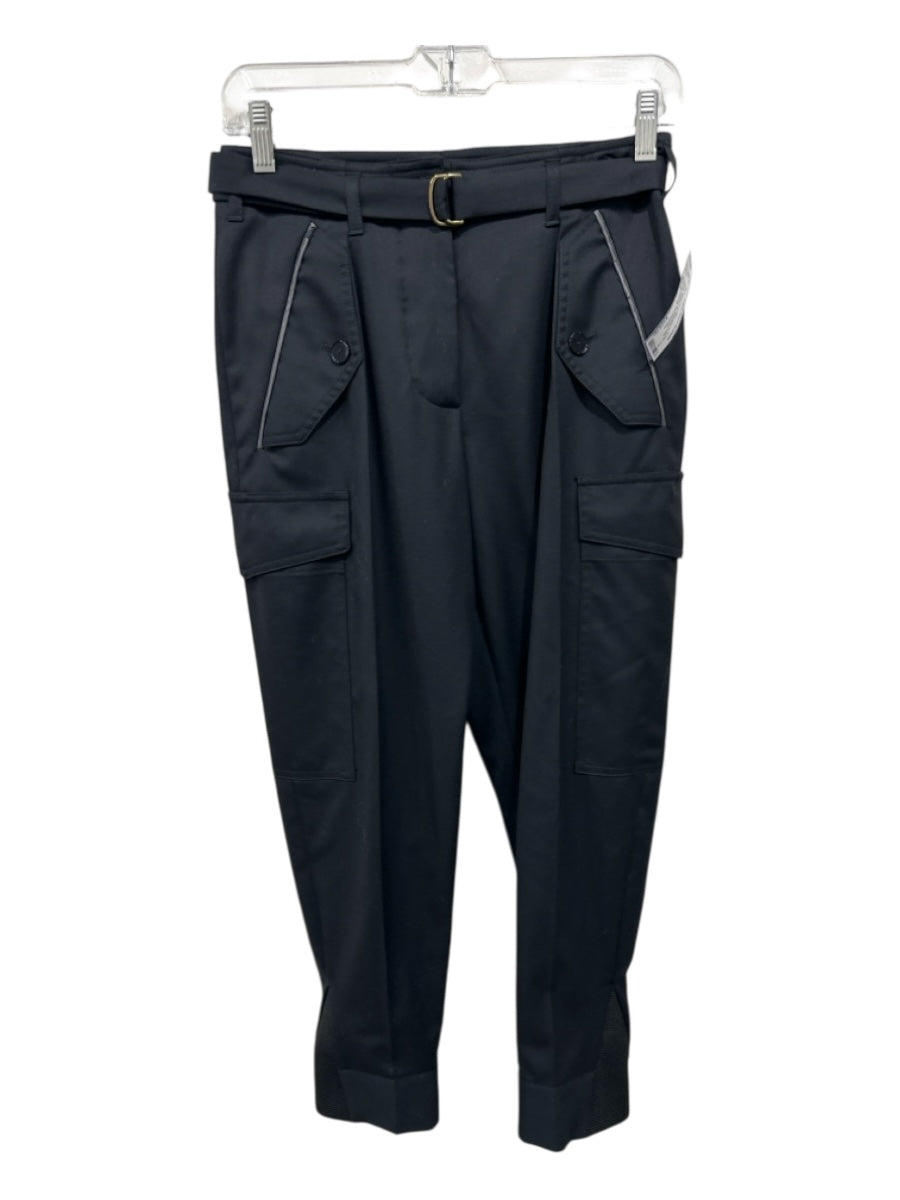 Stella McCartney Size XS/S Black Wool PU Leather trim Cargo Belted Pants
