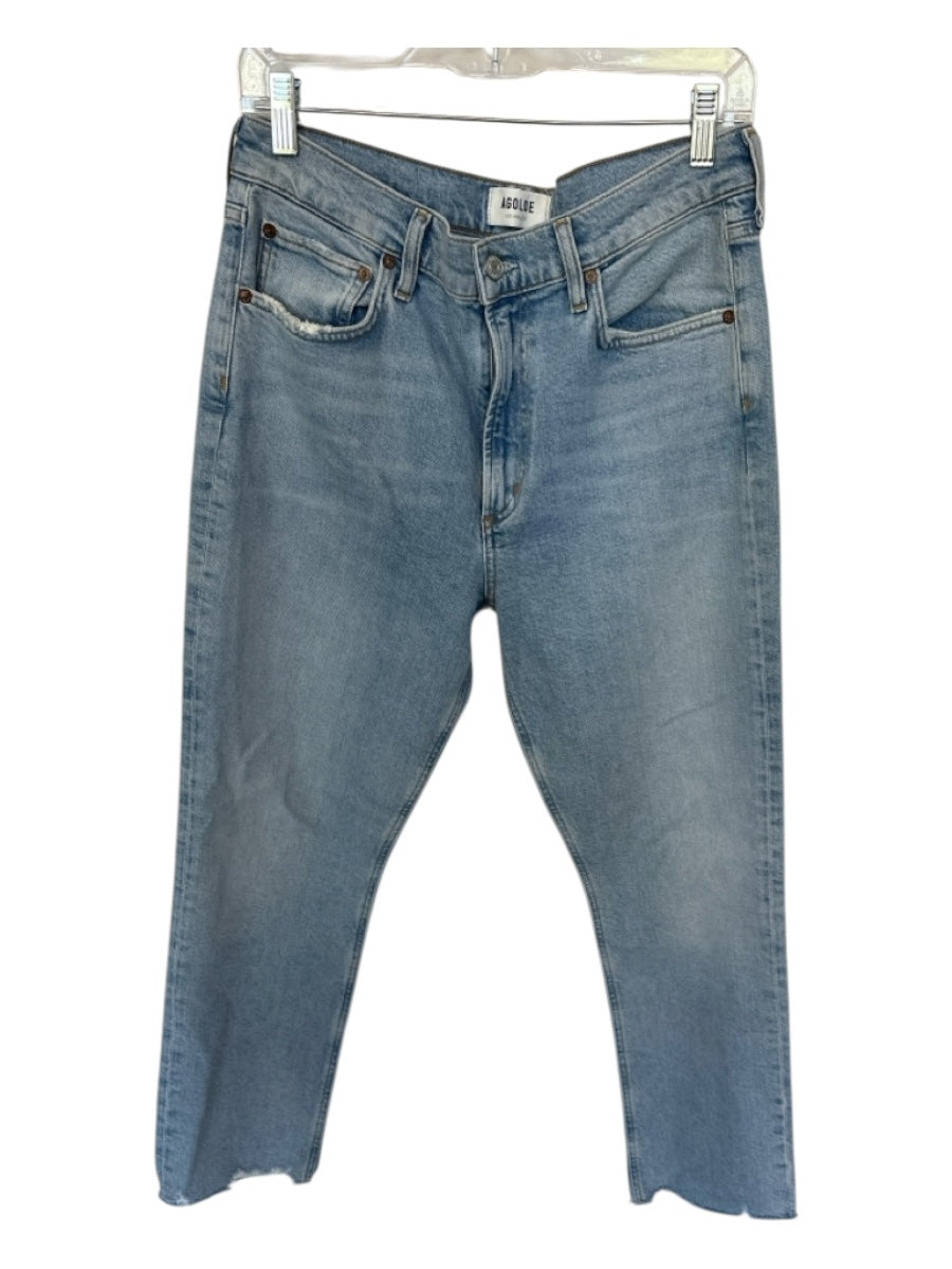 Agolde Size 29 Light Wash Cotton High Waist Straight Leg Jeans