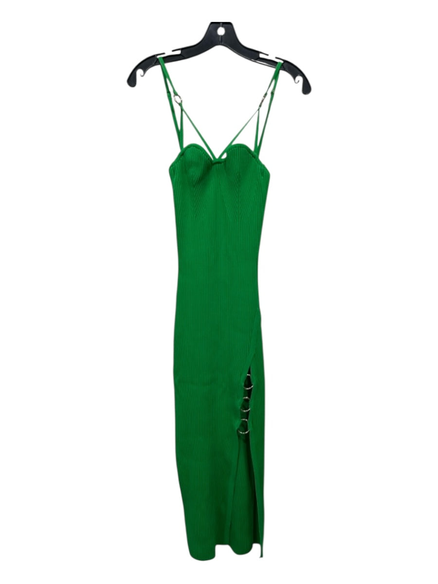 Nicholas Size Small Kelly Green Nylon Blend Spaghetti Strap Ribbed Dress