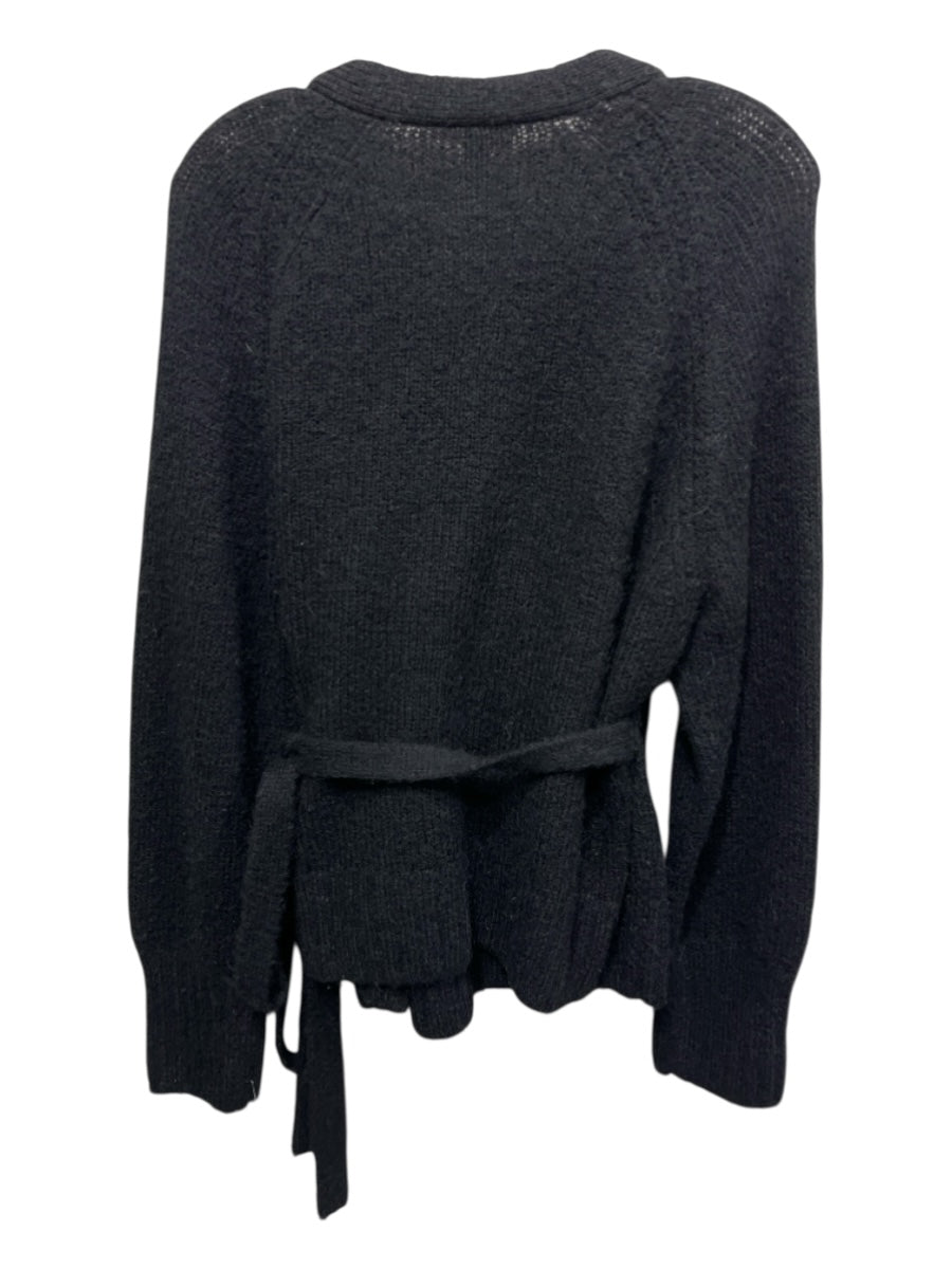 COS Size M Black Wool Blend Rib Knit Wrap Tie Waist Sweater