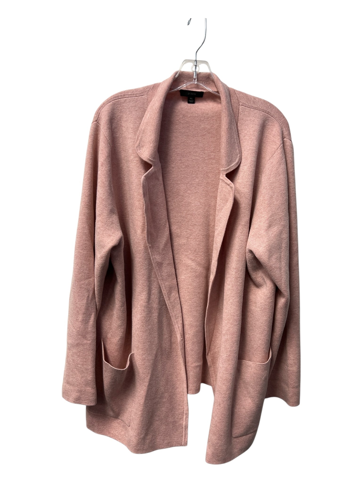 J. Crew Size XL Pink Cotton Blend Heathered Long Sleeve Pockets Sweater