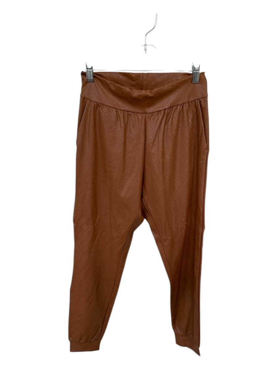 Commando Size S light brown Vegan Leather High Waist Front Pockets Jogger Pants