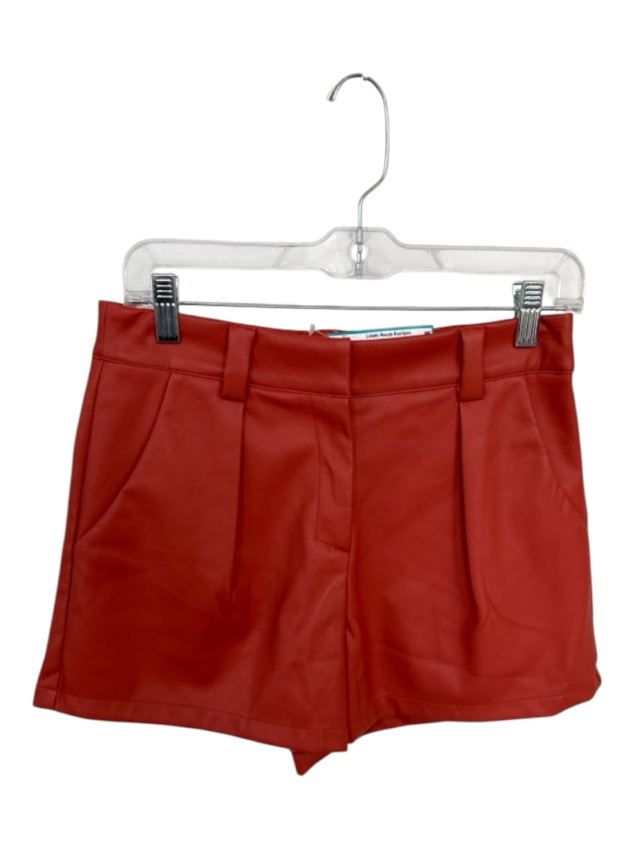 TCEC Size M Rust Vegan Leather High Waist Front Pockets Shorts