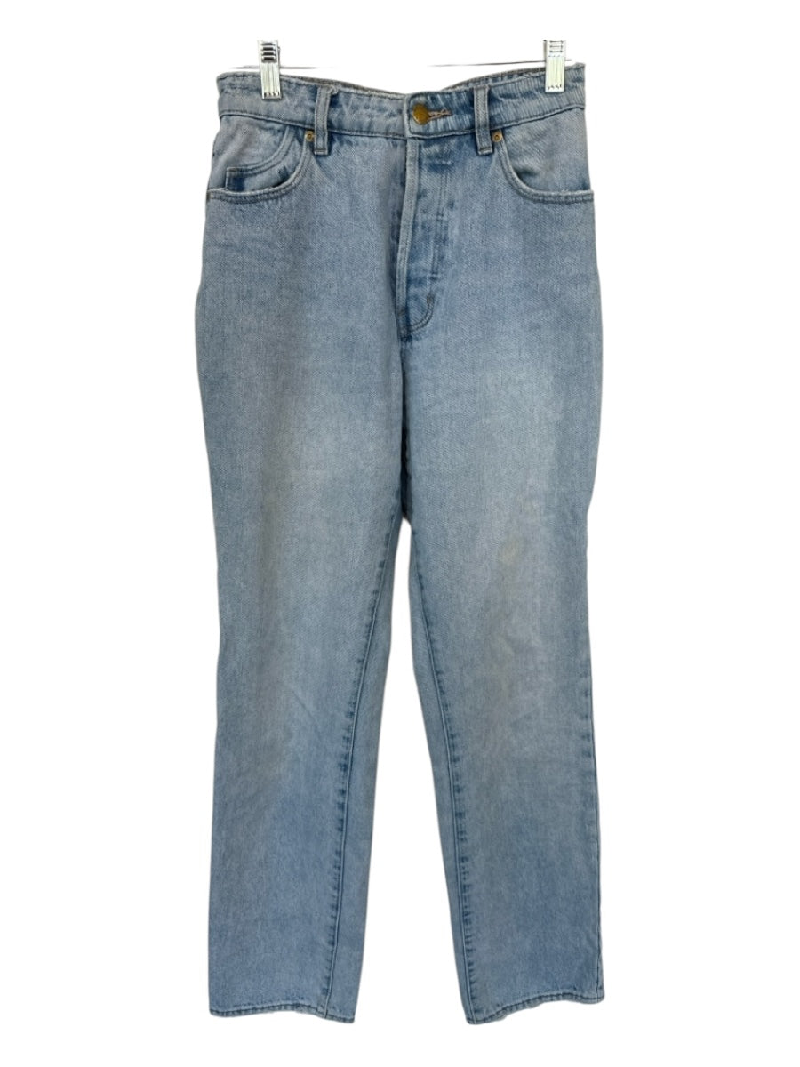 Rolla's Size 26 Med Light Wash Cotton High Rise Button Fly Straight Leg Jeans