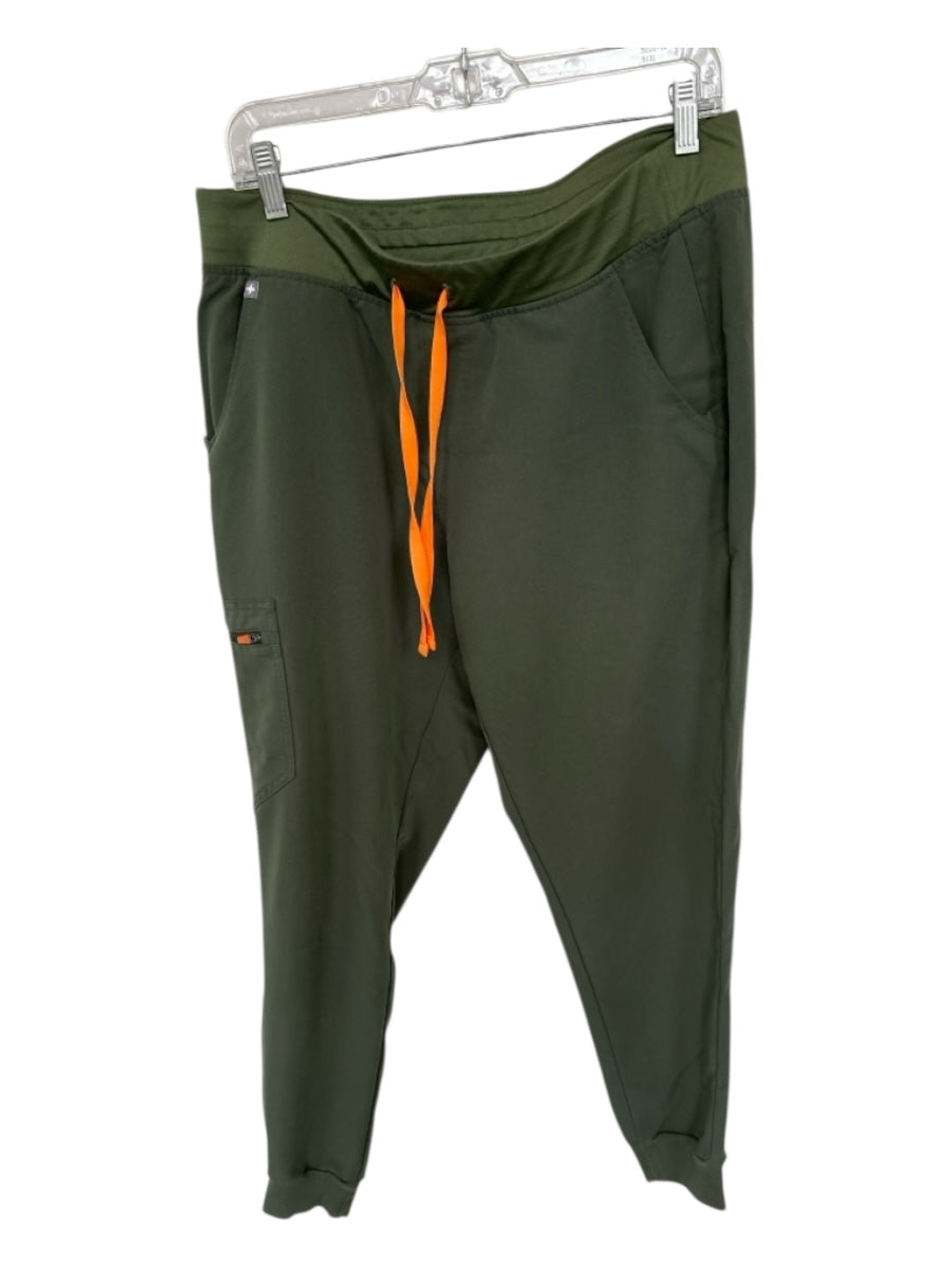 Figs Size L Olive Green Polyester Blend Drawstring Athletic Pants