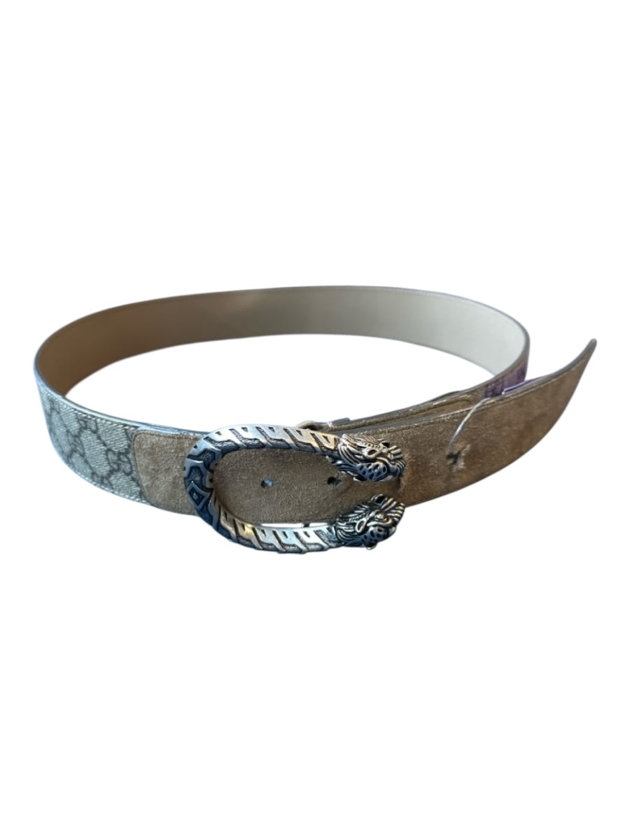 Gucci Taupe Coated Canvas Leather Dionysus Guccissima Belts