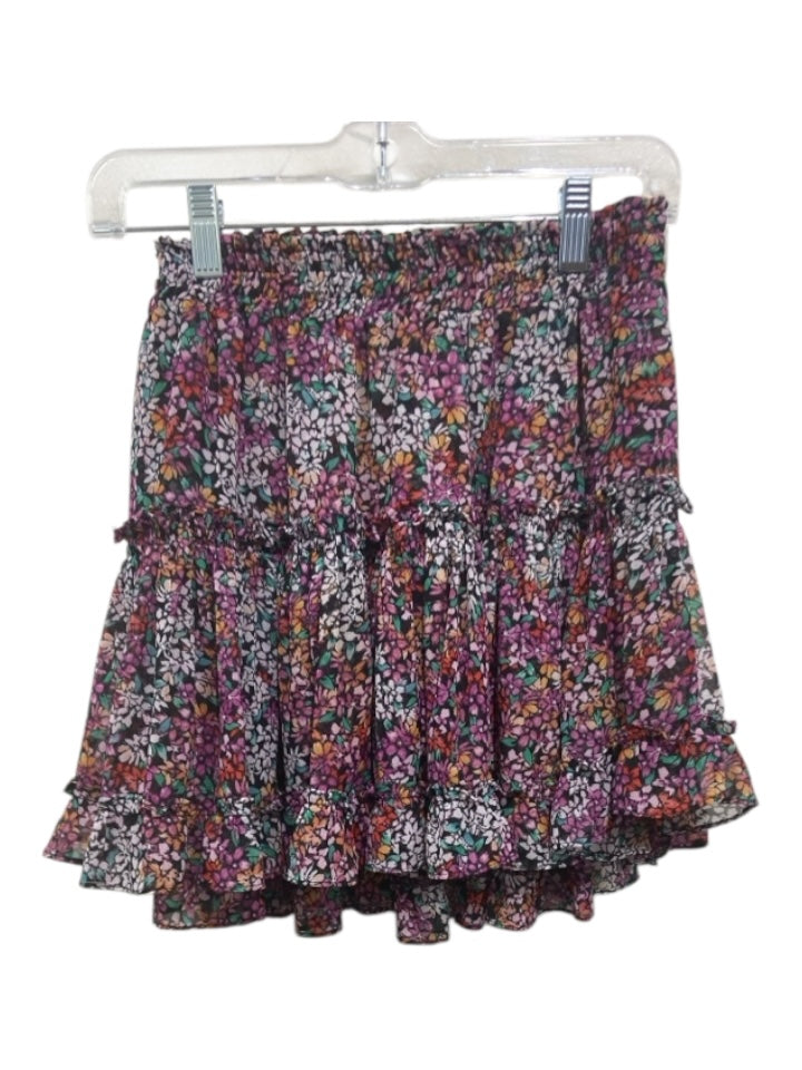 Misa Size S Purple, Green, Multi Polyester Tiered Details Floral Print Skirt