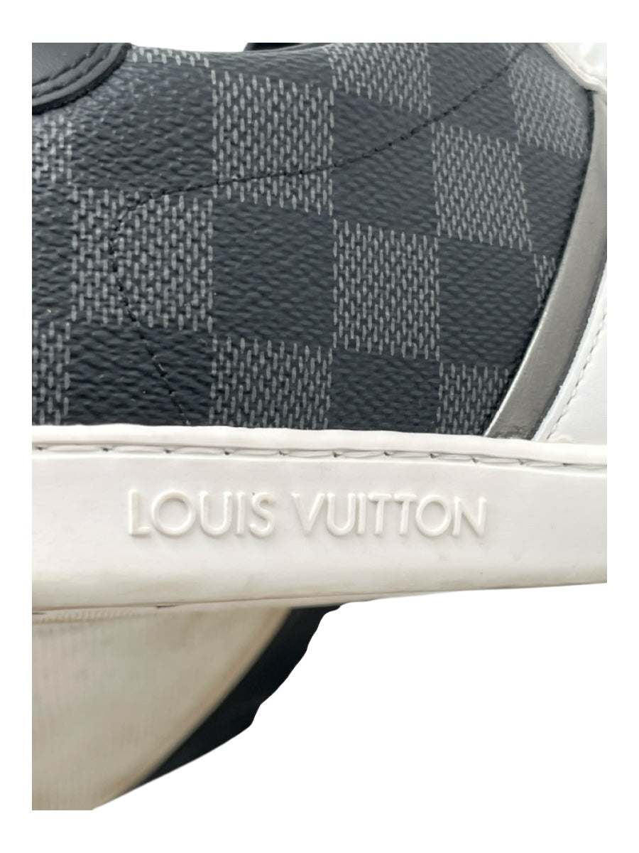 Louis Vuitton Shoe Size 9.5 White & Black Leather Solid Strap Sneaker Shoes