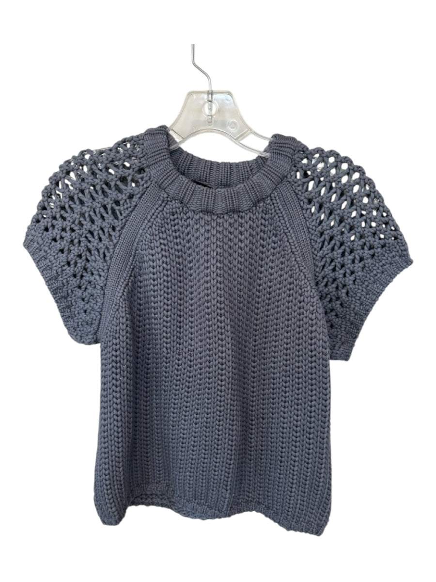 Tibi Size XS Gray Modal Blend Short Sleeve Loose Knit Sweater
