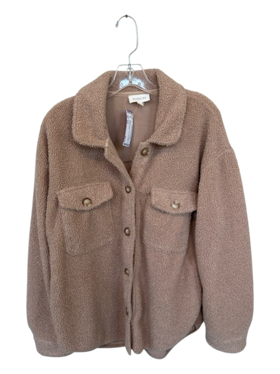 Wishlist Size S/M Camel Polyester Teddy Button Down Shacket Jacket