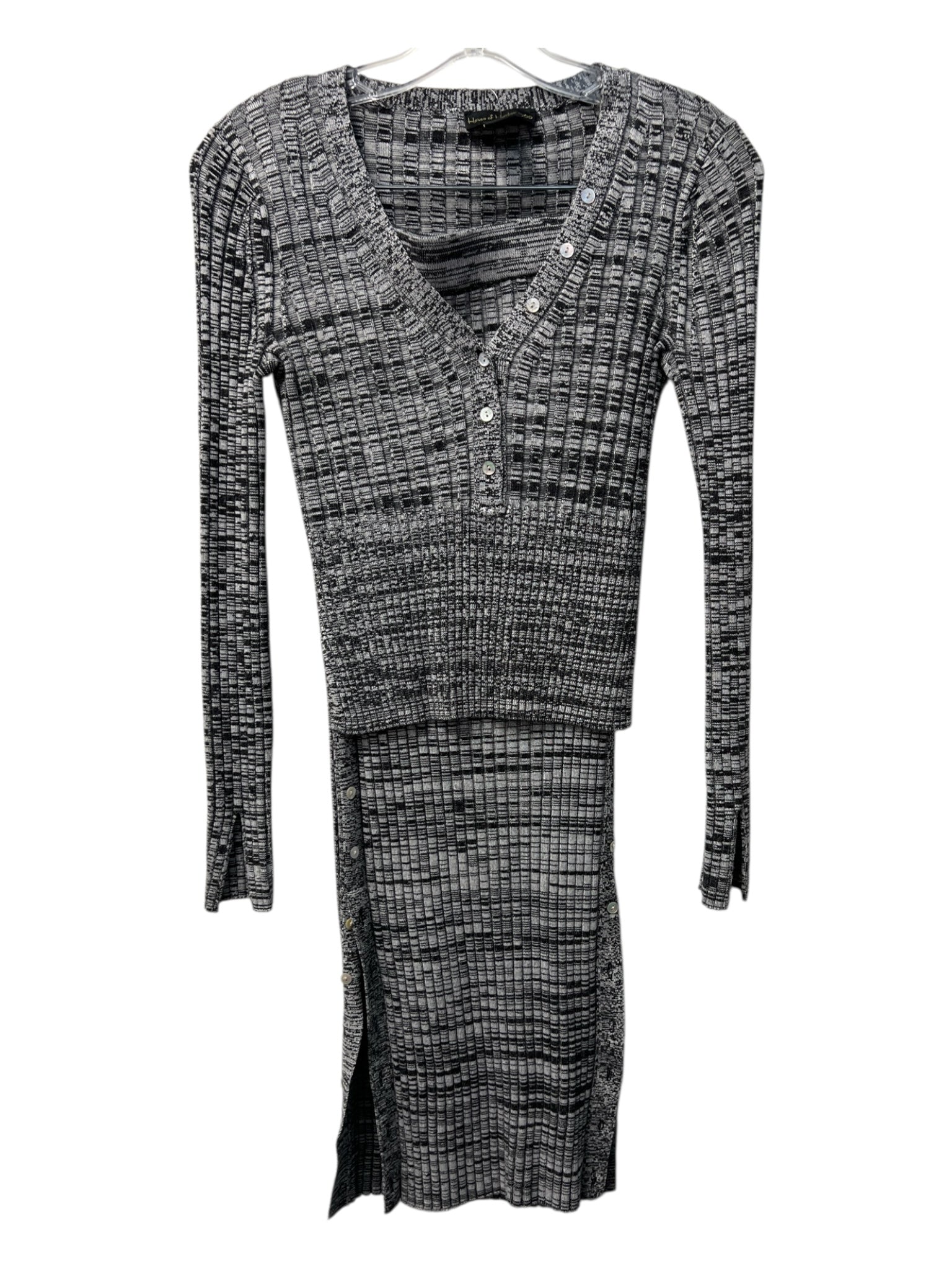 House of Harlow 1960 Size XS Black & Gray Viscose Ribbed Long Sleeve Sweater Set