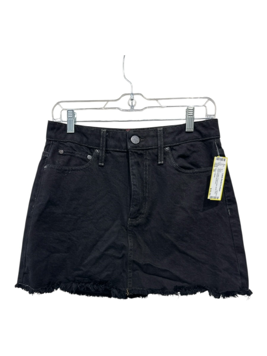 Alice + Olivia Size 28 Black Cotton Frayed Hem zip fly Mini Back Pocket Skirt