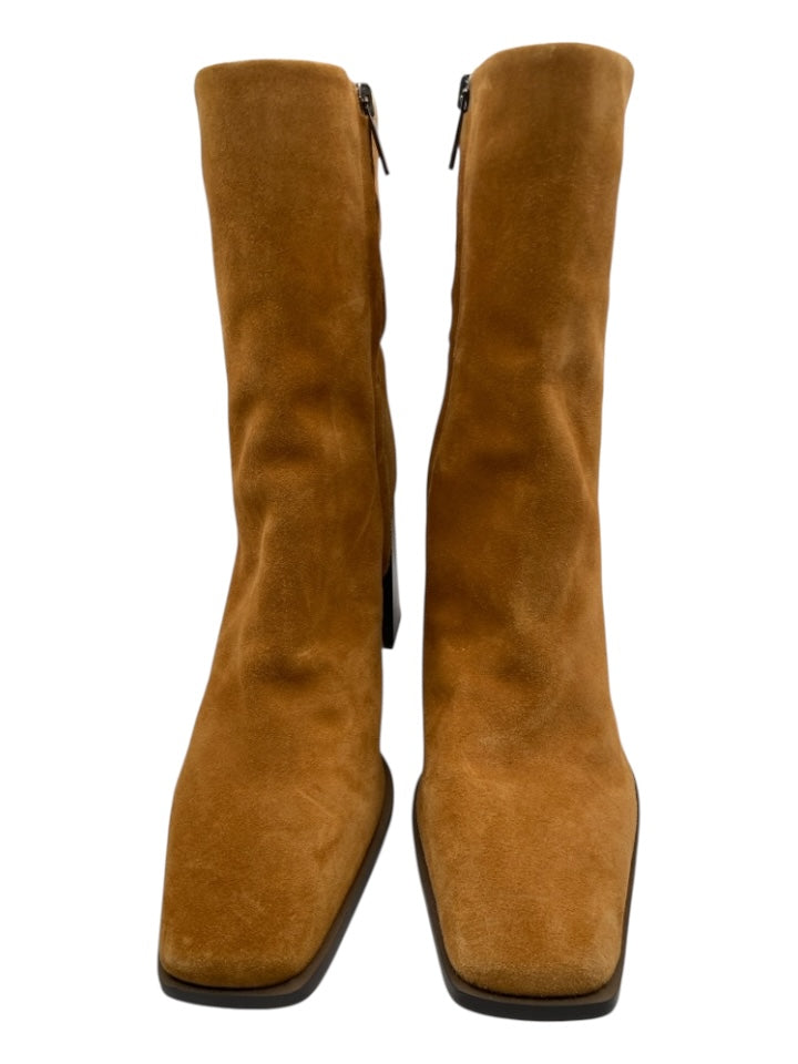Sam Edelman Shoe Size 10 Camel Brown Suede Upper Side Zip Solid Booties