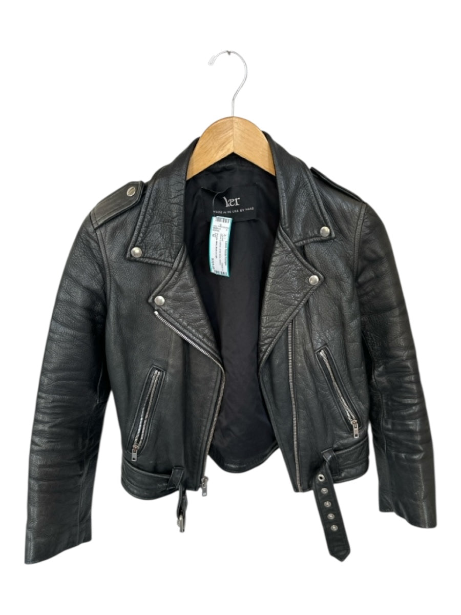 Laer Size M Black Leather SHW Moto Jacket