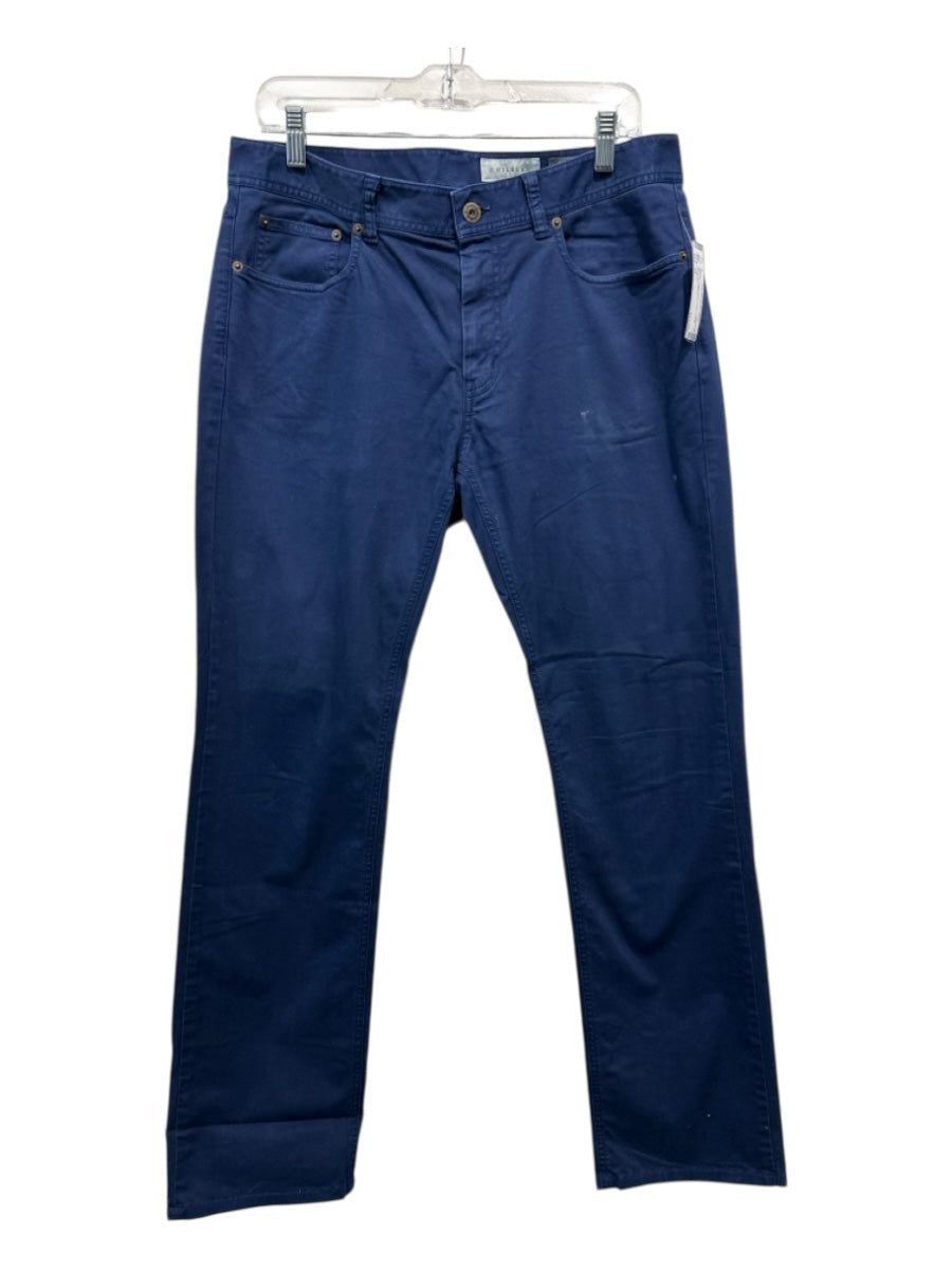 J Hilburn Size 33 Blue Cotton Blend Solid Khakis Men's Pants