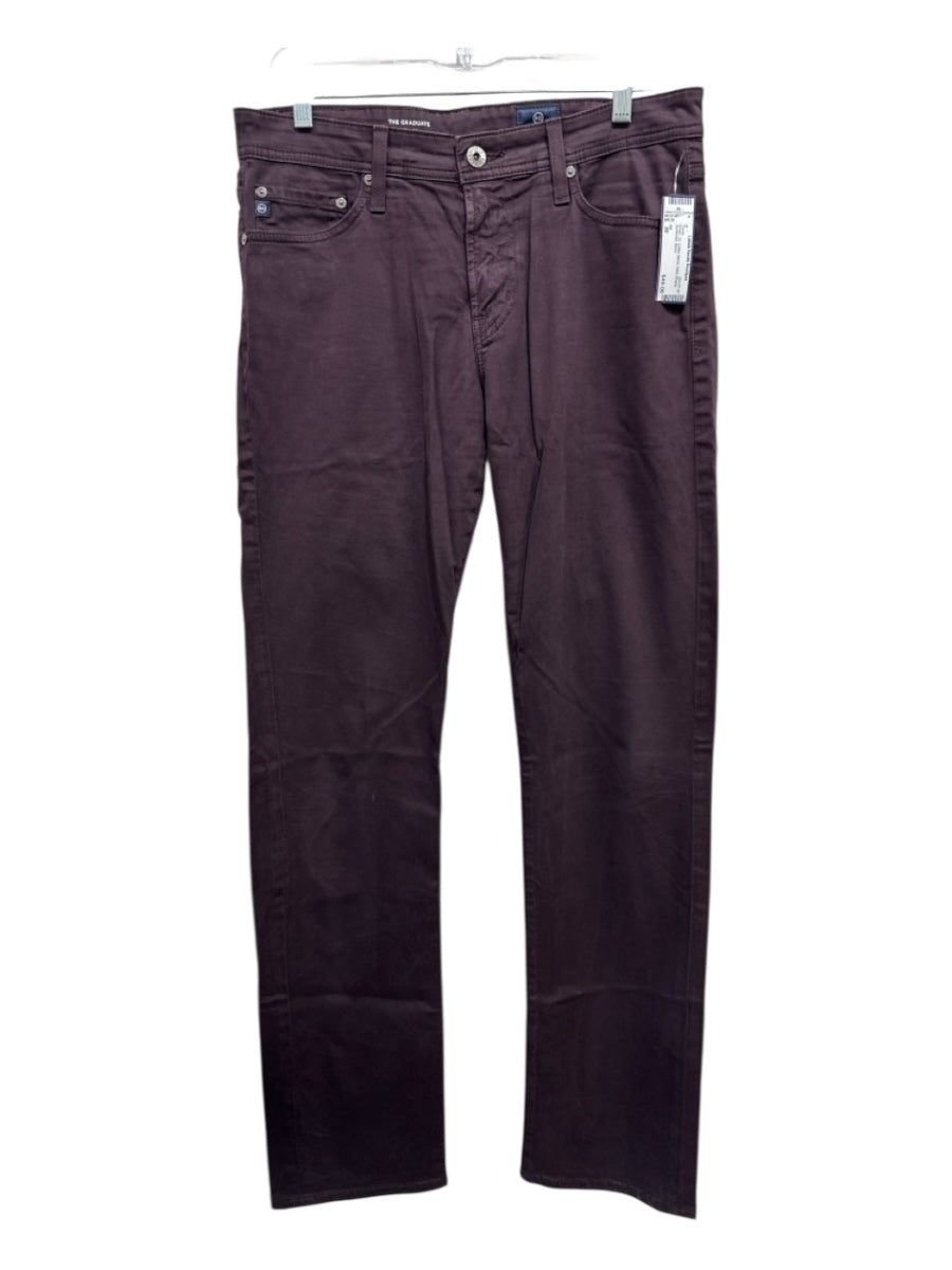 AG Size 30 Brown Cotton Blend Solid Khakis Men's Pants