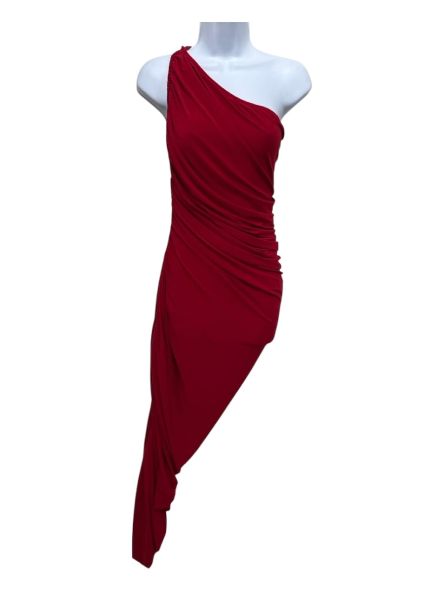 Norma kamali Size M/38 Red Sleeveless One Shoulder Ruched Midi Dress