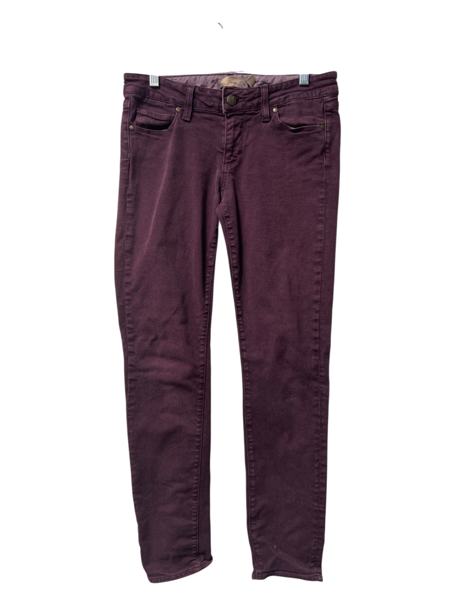 Paige Size 27 Eggplant cotton spandex Low Rise 5 Pocket Zipper Fly Jeans