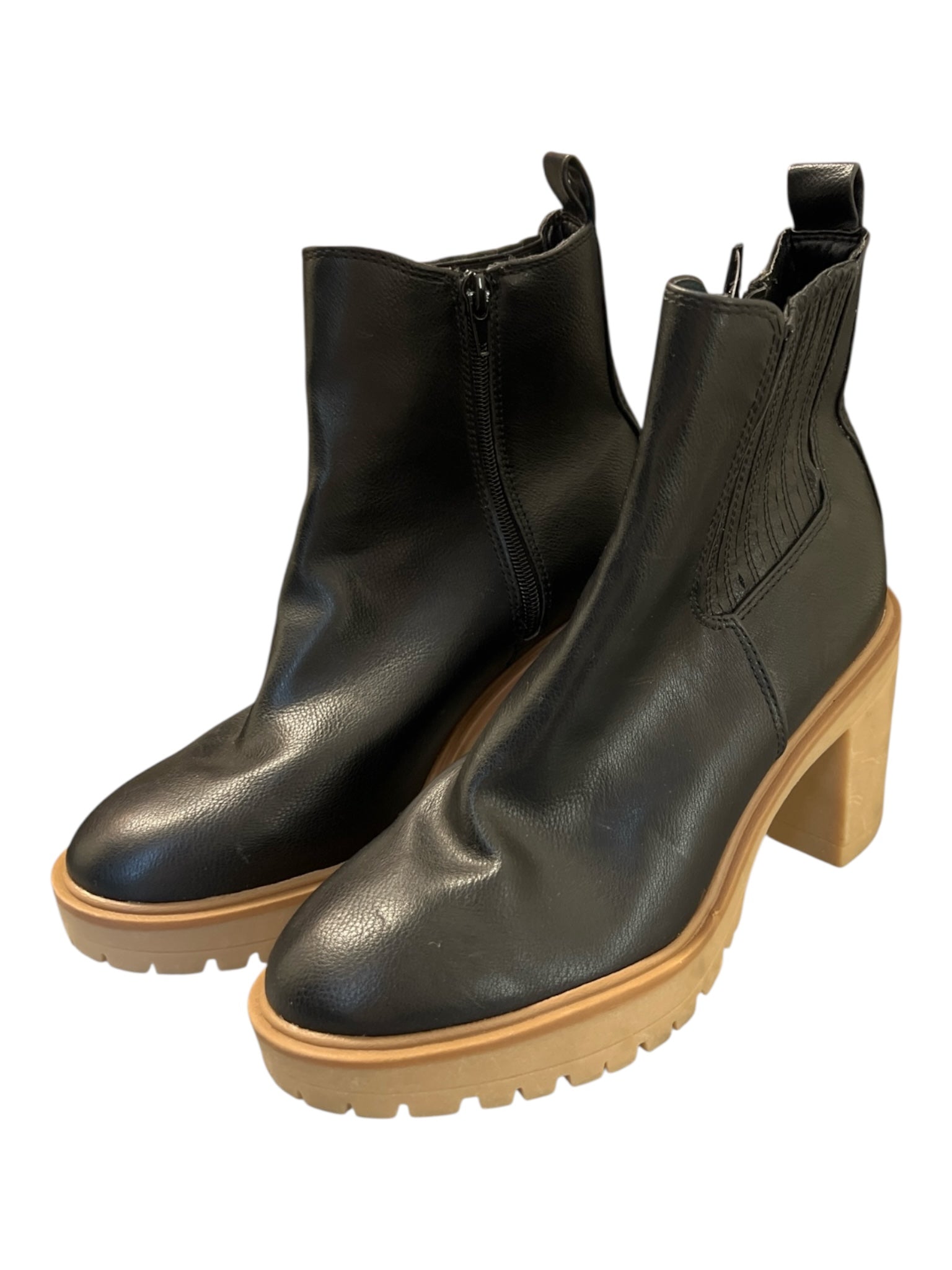 Dolce Vita Shoe Size 9 Black & Tan Leather round toe Side Zip Booties