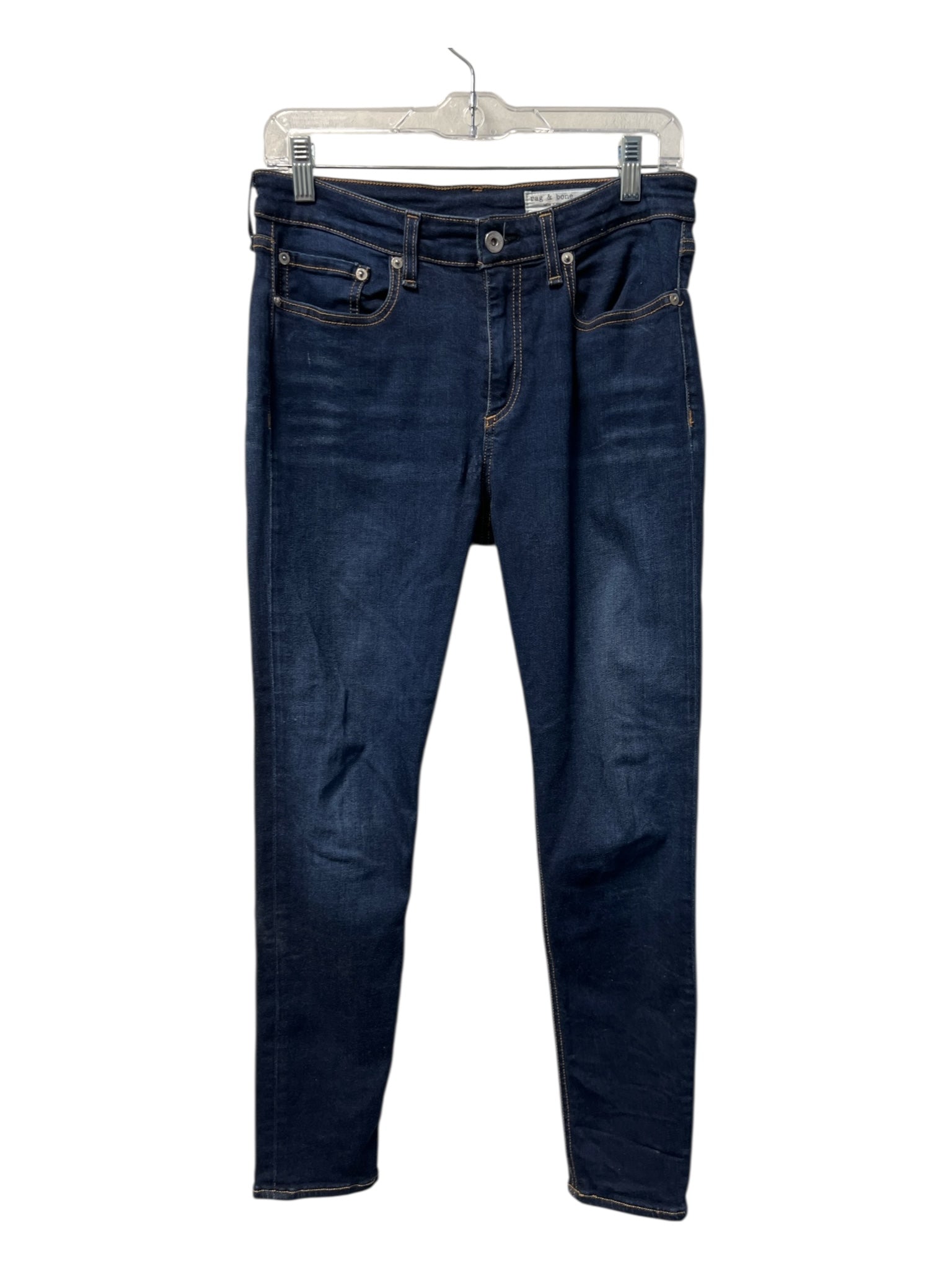 Rag & Bone Size 28 Dark Wash Cotton Blend Mid Rise zip fly 5 Pocket Skinny Jeans