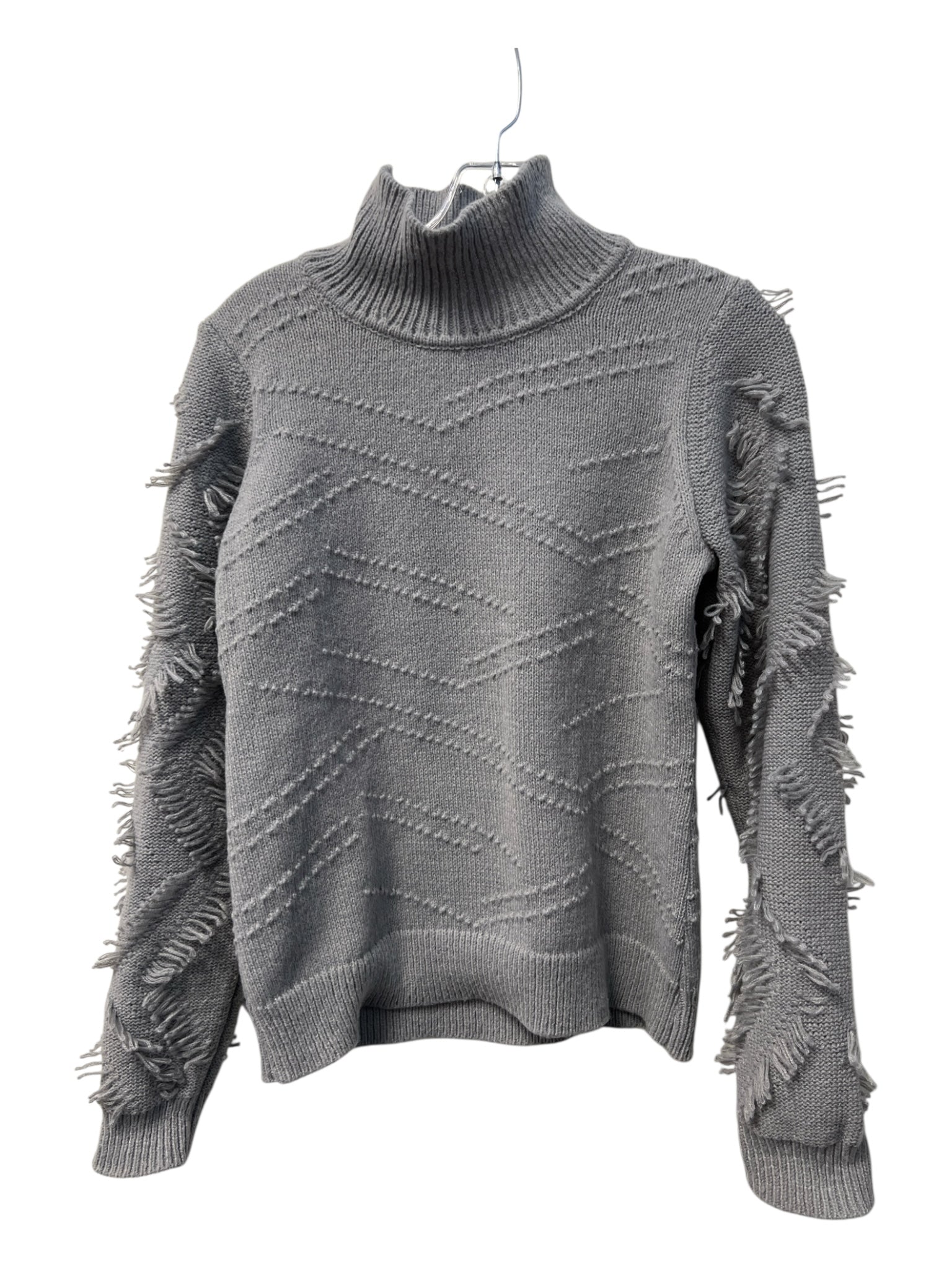 Milly Size Small Gray Polyester Mock Turtleneck Long Sleeve Ribbed Edges Sweater