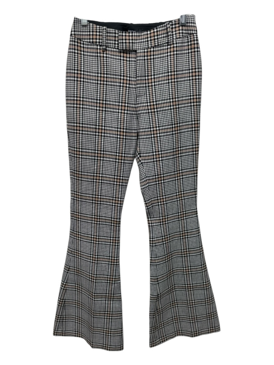 Smythe Size 24 Black & Cream Wool High Rise Plaid Houndstooth Flare Pants