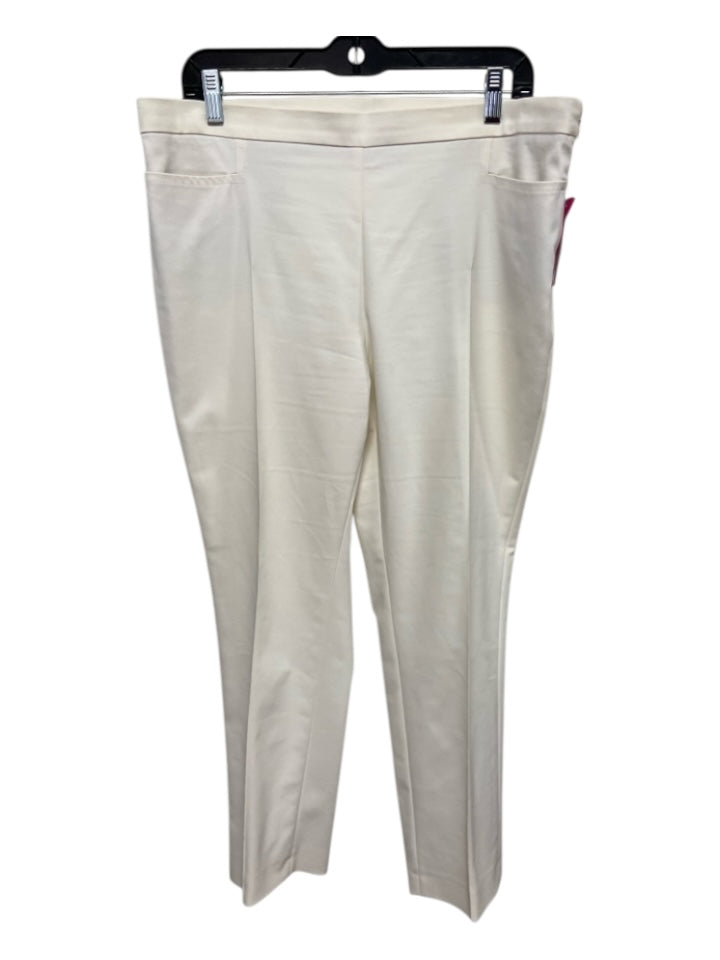 Akris Punto Size 14 Cream Cotton & Nylon Side Zip Front Pleat Mid Rise Pants